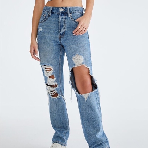 Aeropostale 90’s Baggy Button Fly High Rise Distressed Denim Jeans - Picture 2 of 11